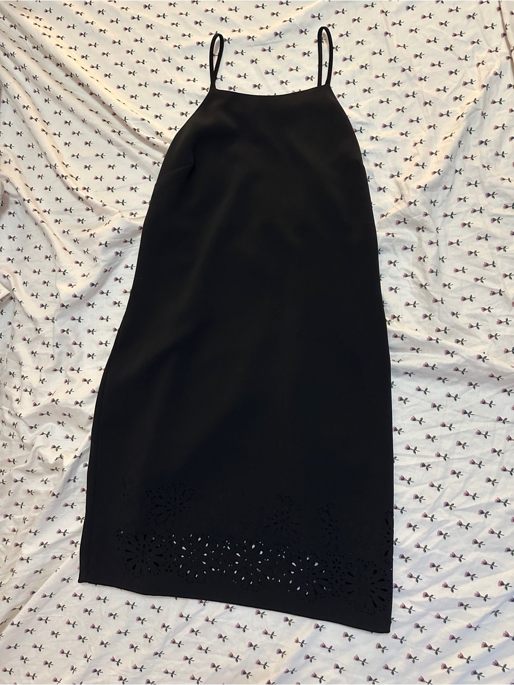 Banana Republic Black Dress with Laser-Cut Hem